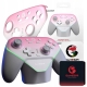 Różowy gamepad bezprzewodowy GameSir Super Nova T4N Pro w komplecie ze stacją ładującą.