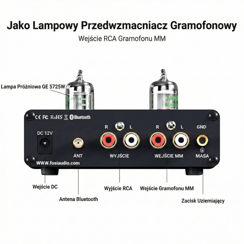 Bezpieczny zasilacz sieciowy 12V dołączany do zestawu Fosi Audio BOX X3.