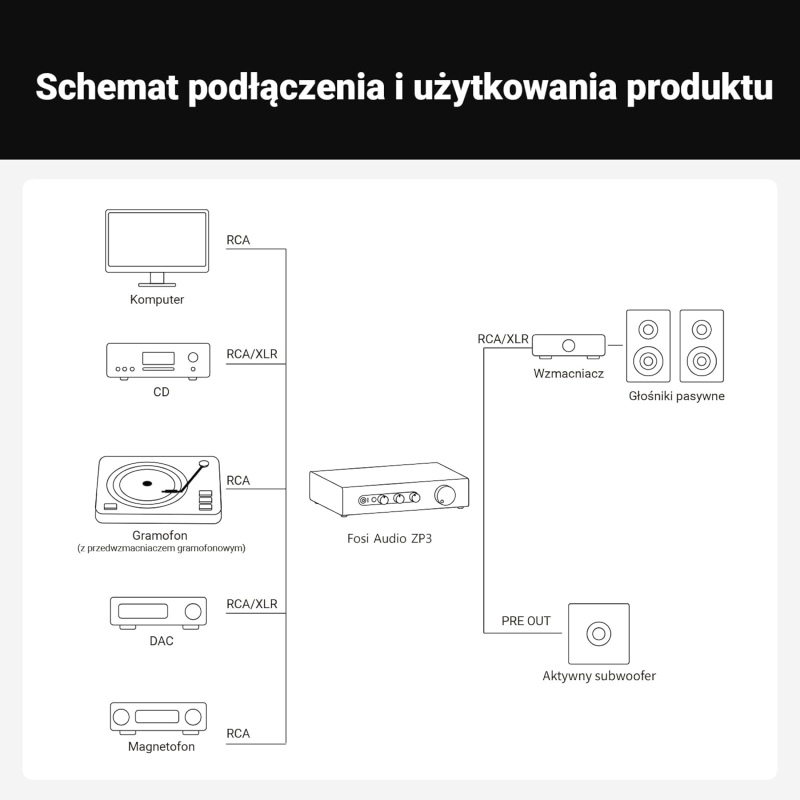 Wewnętrzny układ płyty PCB modelu ZP3 z kondensatorami ELNA i portami audio.