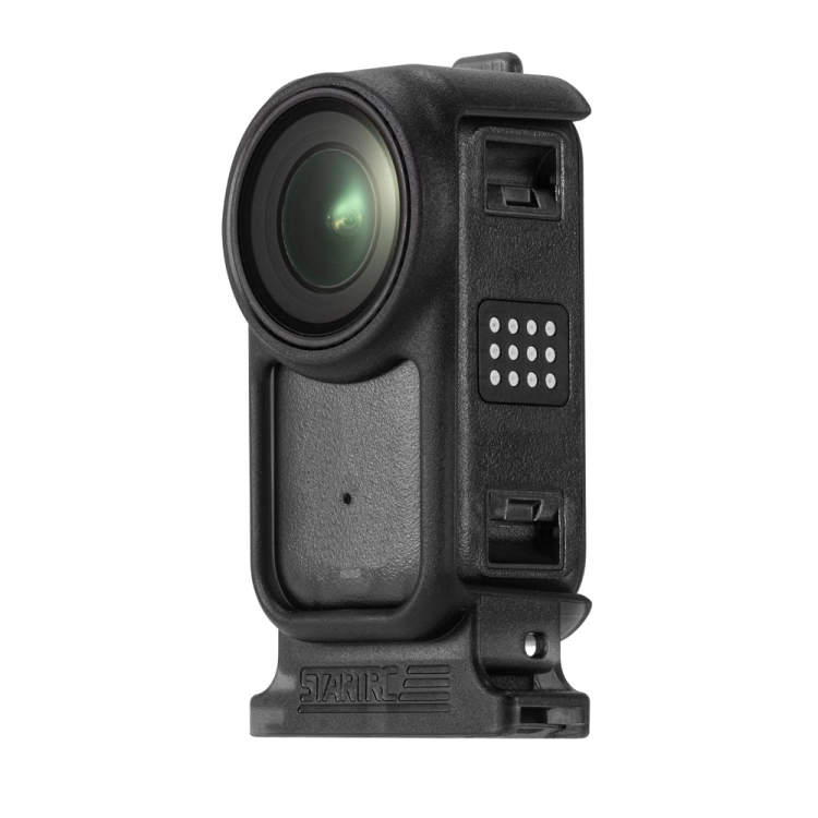 Ramka ochronna zamocowana na kamerze DJI Nano chroniąca jej mechaniczny stabilizator i obiektyw.