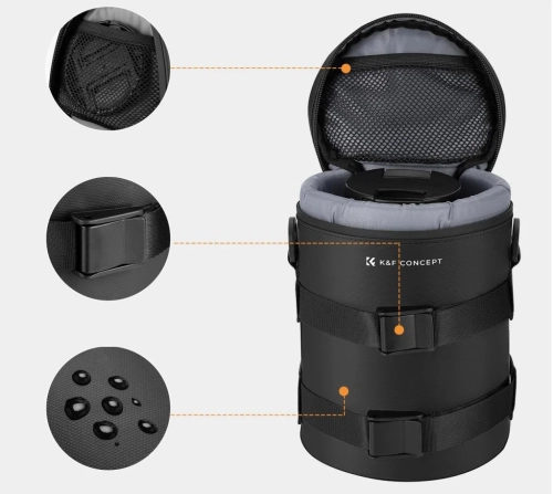 Wodoodporny pokrowiec na obiektywy K&F Concept XL z paskiem