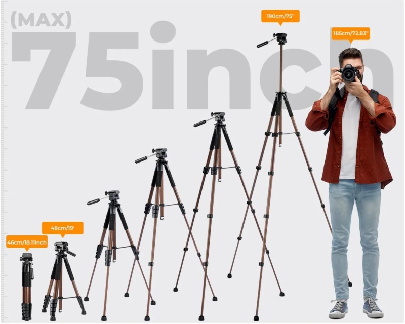 Statyw fotograficzny 75" K&F Concept lekki do aparatu telefonu z pilotem BT