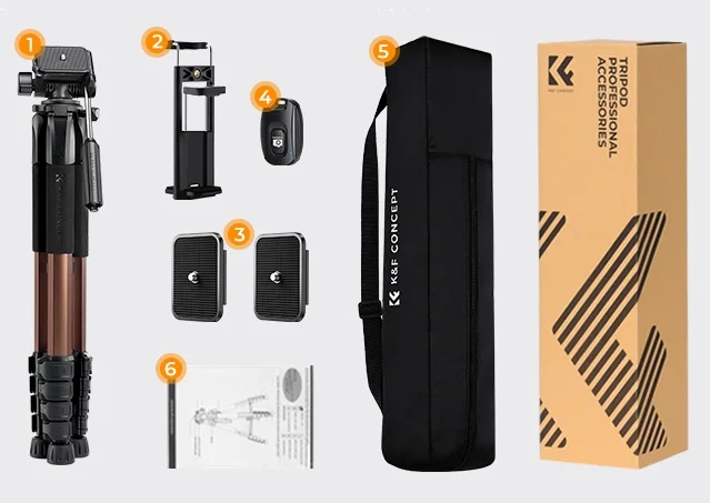 Statyw fotograficzny 75" K&F Concept lekki do aparatu telefonu z pilotem BT