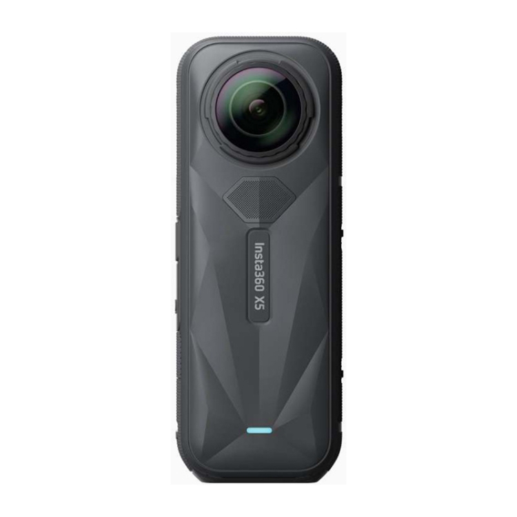 Snowboardzista zjeżdżający w dół stoku, używający niewidzialnego kijka z przymocowaną kamerą Insta360.