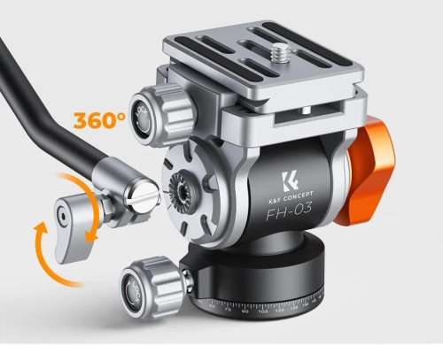 Głowica do statywu K&F Fluid Head 360° Arca Swiss 1/4" 3/8"
