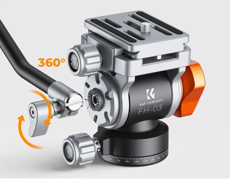 Głowica do statywu K&F Fluid Head 360° Arca Swiss 1/4" 3/8"