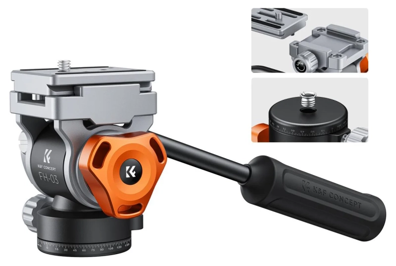 Głowica do statywu K&F Fluid Head 360° Arca Swiss 1/4" 3/8"
