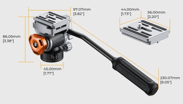 Głowica do statywu K&F Fluid Head 360° Arca Swiss 1/4" 3/8"