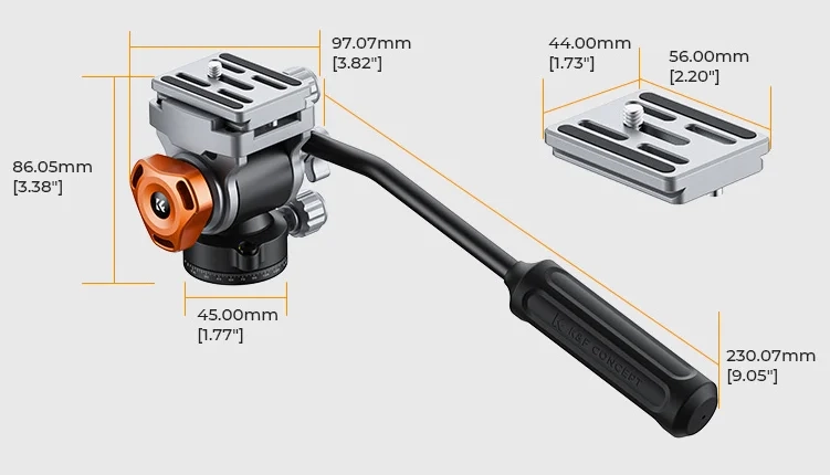 Głowica do statywu K&F Fluid Head 360° Arca Swiss 1/4" 3/8"