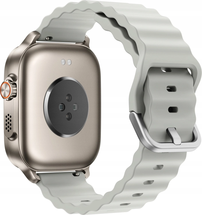Smartwatch Realme Watch 5 w srebrnej kopercie wyposażony w wyraźny ekran AMOLED.