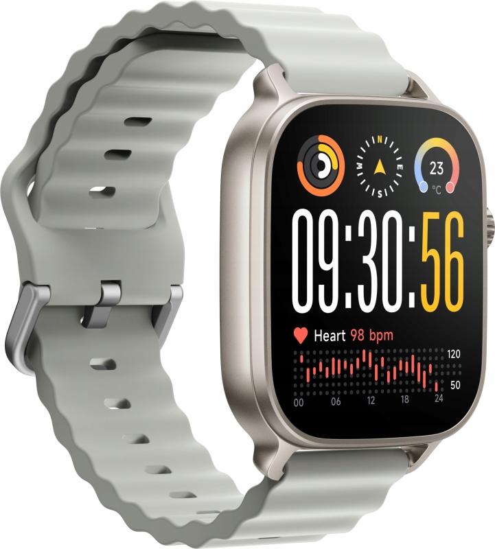 Zbliżenie na błyszczącą, aluminiową koronkę funkcyjną na boku zegarka Realme Watch 5.