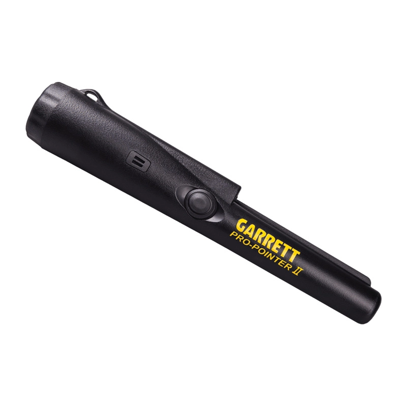 Ręczny, czarny wykrywacz metali Garrett Pro-Pointer II (Klasa IP66) w kompaktowej obudowie 22,9 cm.