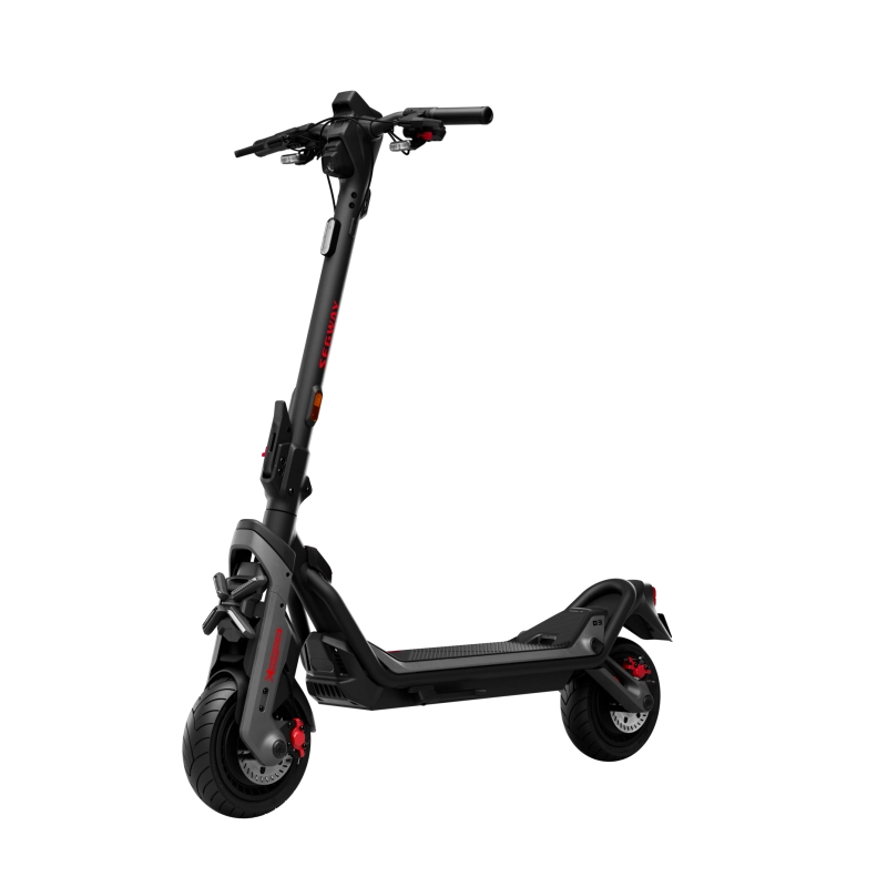 Hulajnoga elektryczna Segway GT3 D w kolorze szarym z hydraulicznym zawieszeniem przednim i tylnym.