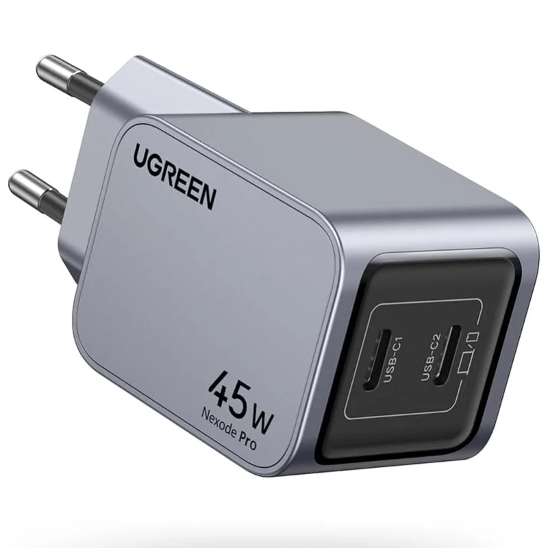 Ladowarka-sieciowa-230V-35008-Ugreen-Nexode-Pro-45W-2x-USB-C-szara