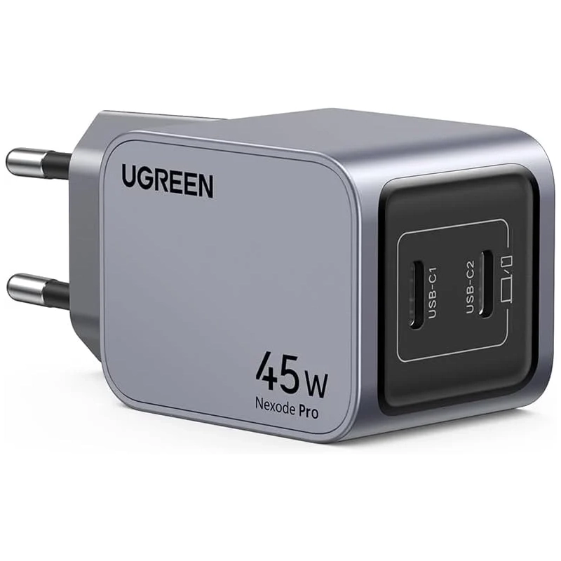 Ladowarka-sieciowa-230V-Ugreen-Nexode-Pro-45W-2x-USB-C-szara