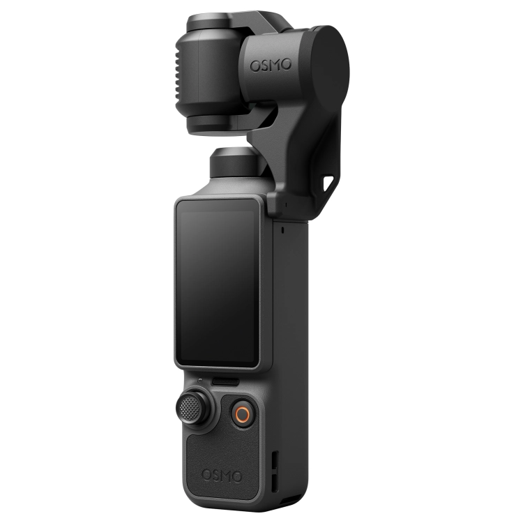 DJI Osmo Pocket 4 złożona do transportu, gimbal zabezpieczony zaciskiem