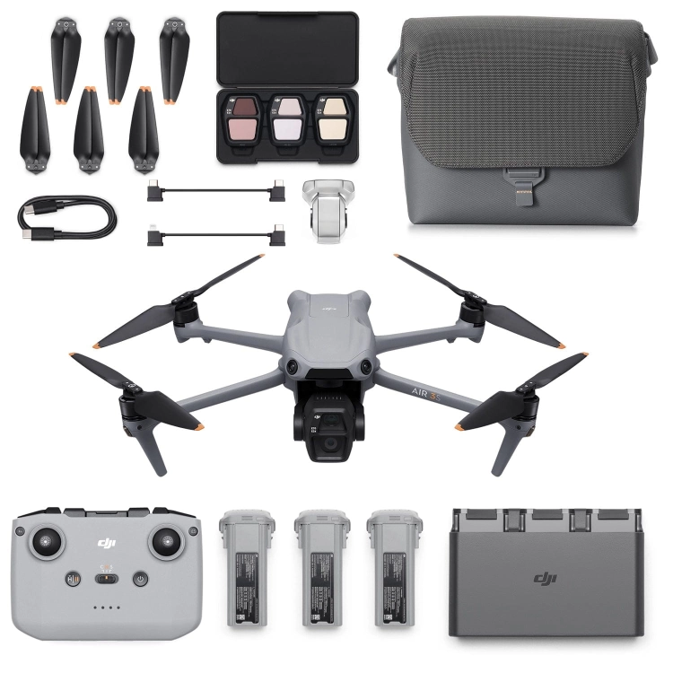 Dron DJI Air 3S Fly More Combo z kontrolerem DJI RC-N3 zestaw FMC