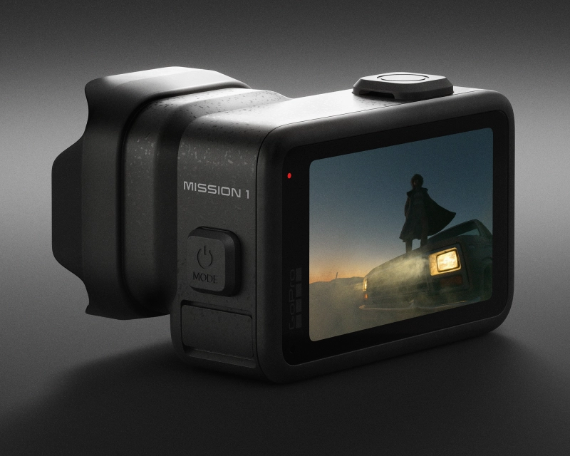 Kamera-akcji-GoPro-Mission-1-na-ukos-na-czarnym-tle