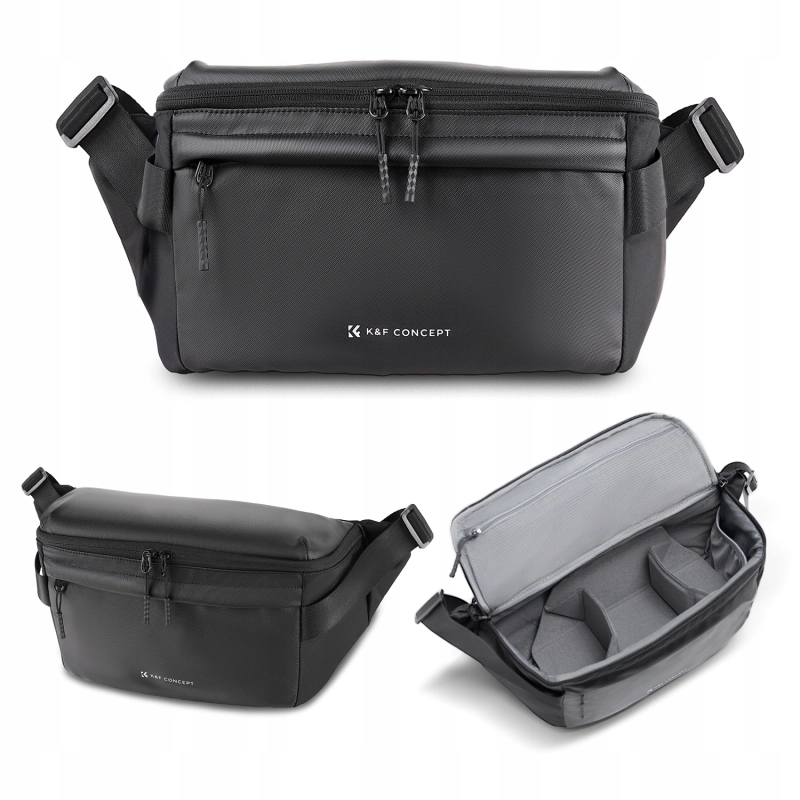 Czarna torba fotograficzna typu Sling Bag K&F Concept Nature Wander o pojemności 10 litrów.