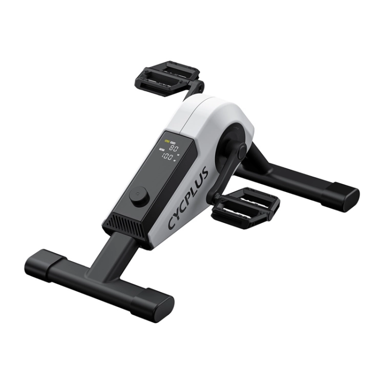 Mini rower rehabilitacyjny Cycplus DC1 stojący na drewnianej podłodze w domowym zaciszu.