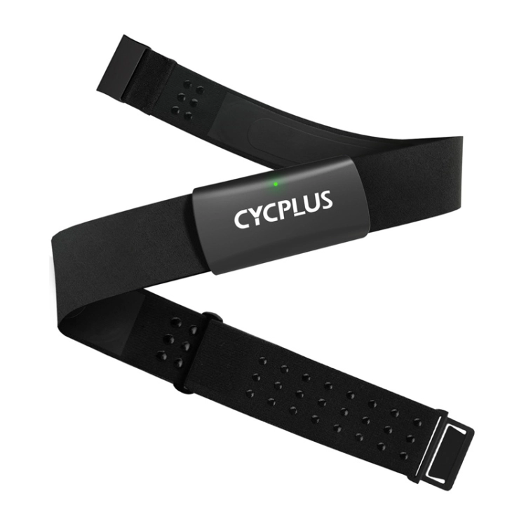 Kobieta w stroju sportowym z pasem piersiowym Cycplus H2 do precyzyjnego pomiaru tętna.
