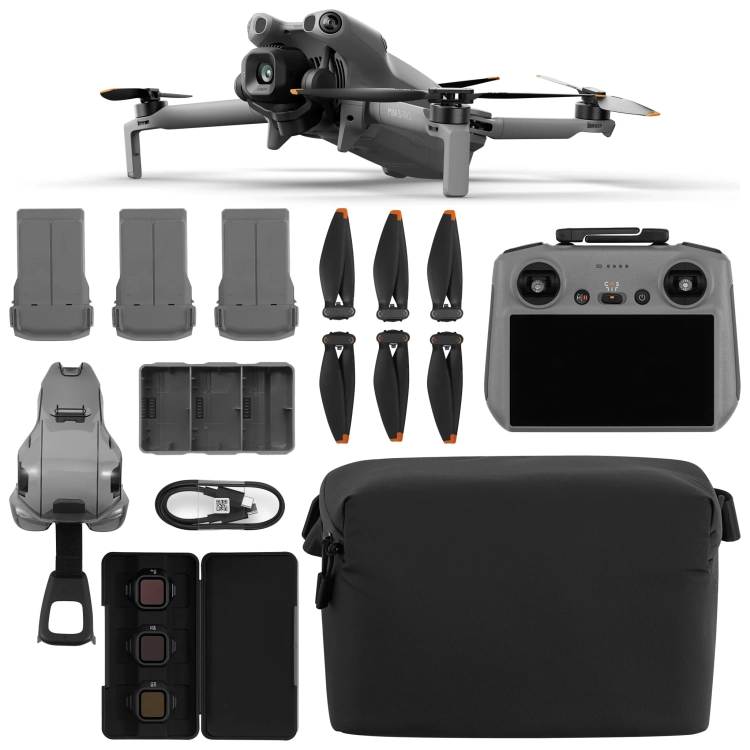 DJI Mini 5 Pro z aparaturą DJI RC 2, trzema akumulatorami, hubem, śmigłami, filtrami ND i torbą