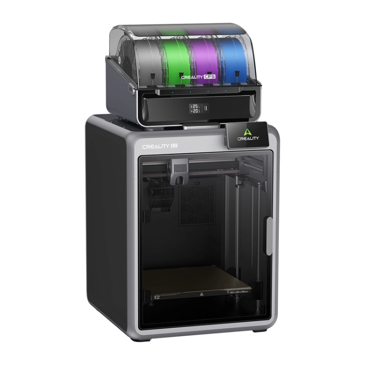 Zbliżenie na system CFS Creality umieszczony na drukarce 3D Creality K2.