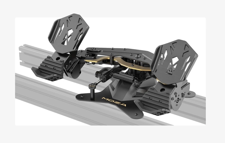 Pedały MOZA MRP Rudder Pedals AS019 zamontowane w kokpicie symulatora lotu