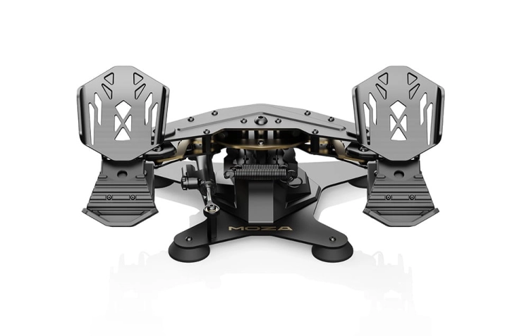 Widok od przodu pedałów lotniczych MOZA MRP Rudder Pedals AS019