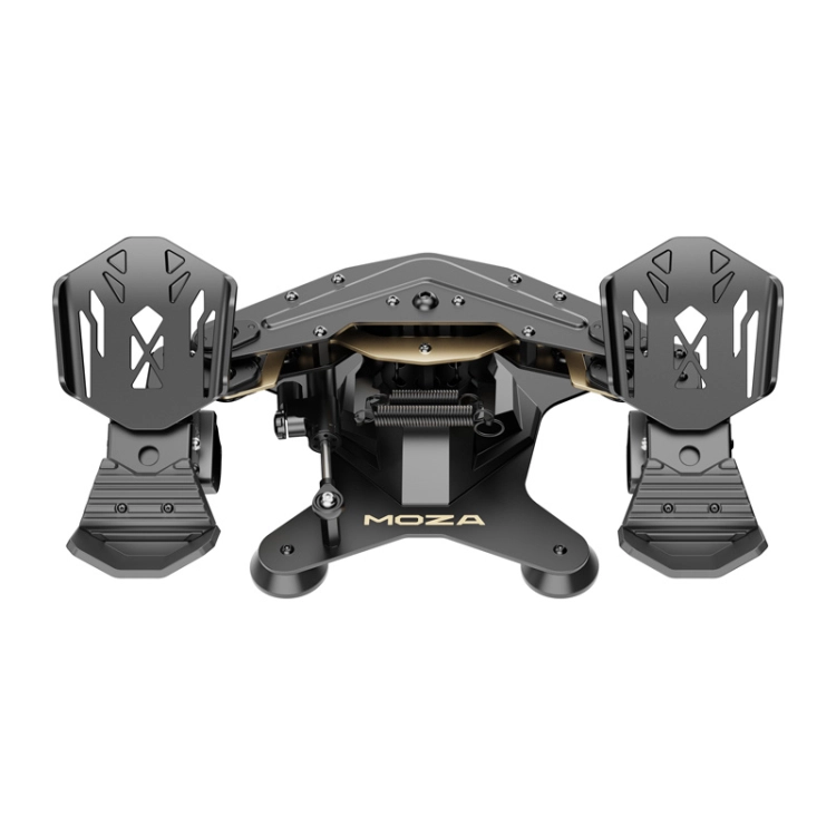 Przedni widok pedałów MOZA MRP Rudder Pedals AS019 z niezależnymi hamulcami