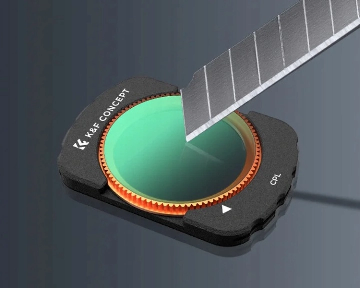 Japońskie szkło optyczne i nanopowłoka filtra K&F Concept CPL do DJI Pocket 3