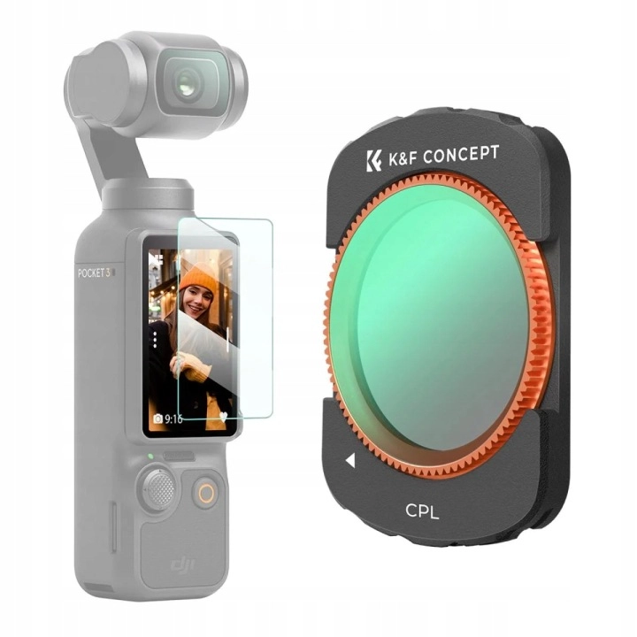 Filtr K&F Concept CPL do DJI Osmo Pocket 3 z hartowanym szkłem ochronnym na ekran