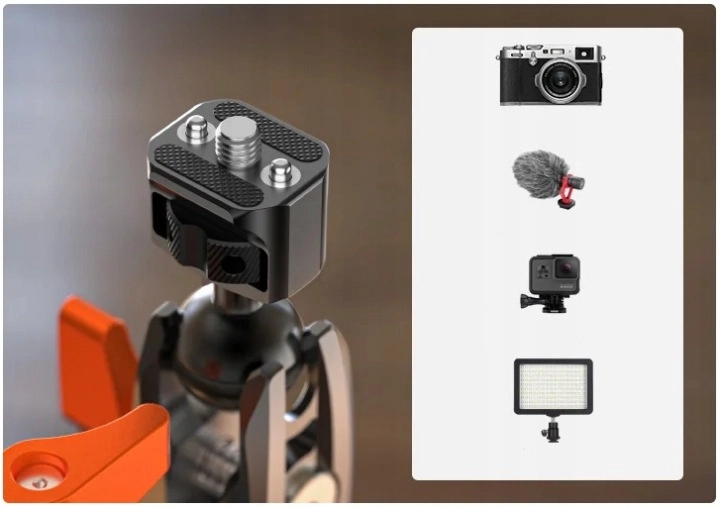 Mocowanie 1/4 cala w uchwycie Magic Arm K&F Concept KF31.096 do sprzętu foto-wideo