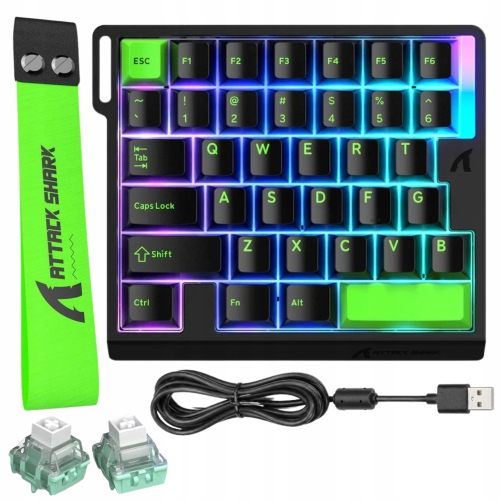 Jednoręczna klawiatura gamingowa ATTACK SHARK M36 HE z podświetleniem RGB.