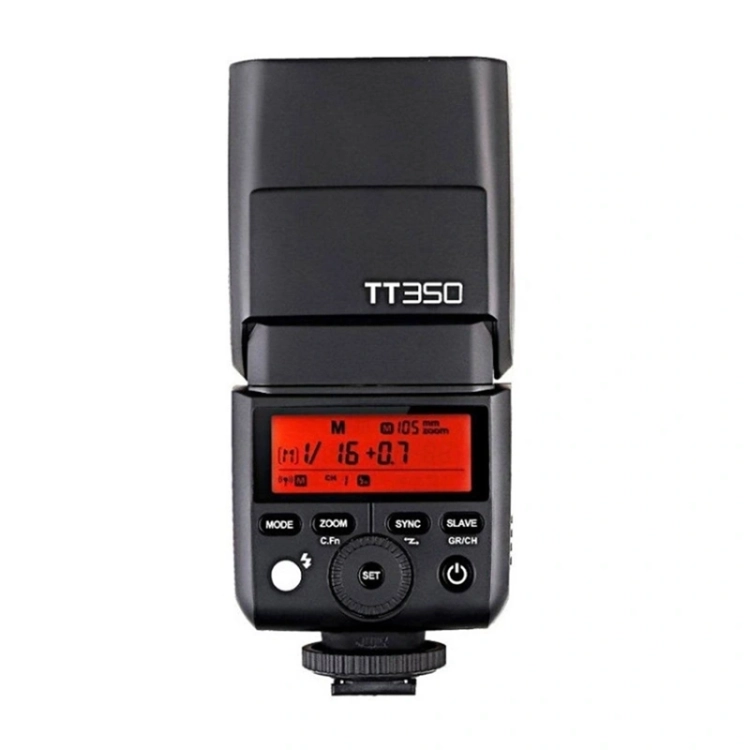 Lampa błyskowa Godox TT350O TTL HSS do aparatów Olympus, widok od tyłu
