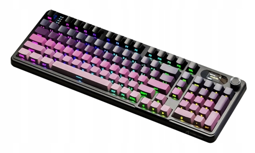 Bezprzewodowa klawiatura mechaniczna ATTACK SHARK X98 PRO w różowo-fioletowym wariancie Blackberry.