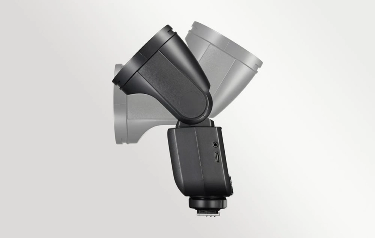 Lampa błyskowa Godox V1-S do Sony z regulowaną okrągłą głowicą, widok pod kątem