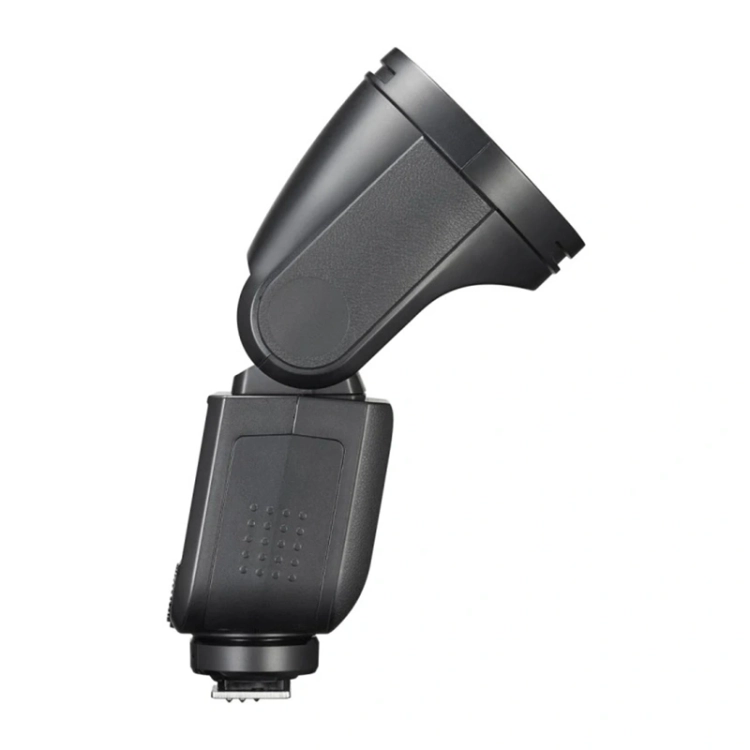 Lampa Godox V1-S z głowicą odchyloną do góry, widok z boku