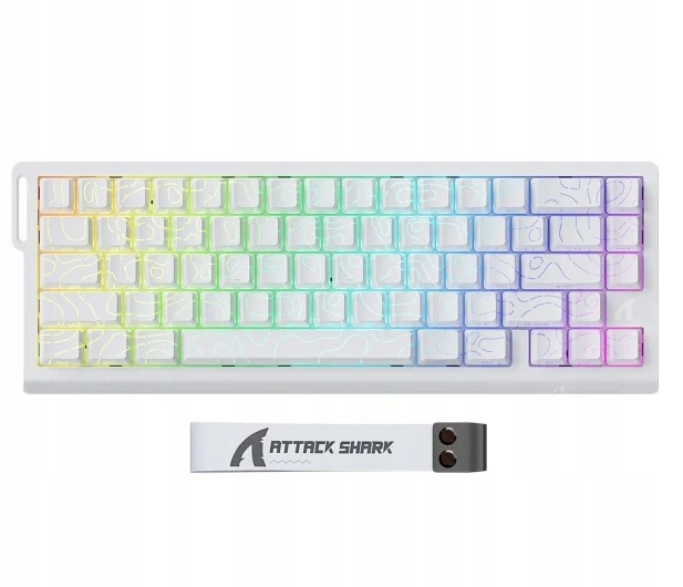 Biała klawiatura magnetyczna Attack Shark X68 HE z podświetleniem RGB.
