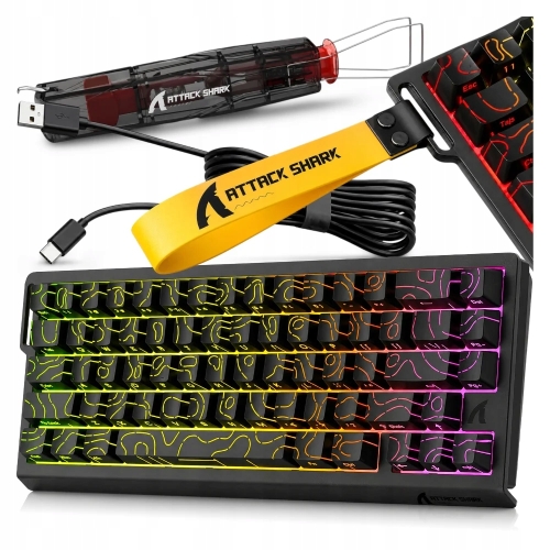 Czarna klawiatura magnetyczna Attack Shark X68 HE z podświetleniem RGB.