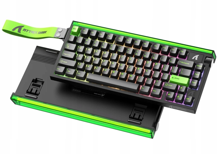 Klawiatura magnetyczna Attack Shark R85 HE z podświetleniem RGB i rolką głośności.