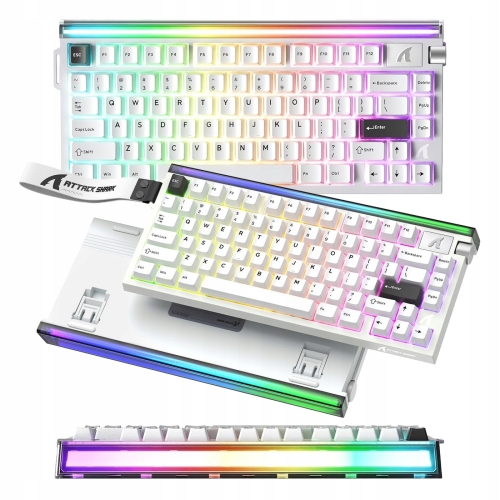 Biała klawiatura magnetyczna Attack Shark R85 HE z panelem świetlnym Lightbox RGB.