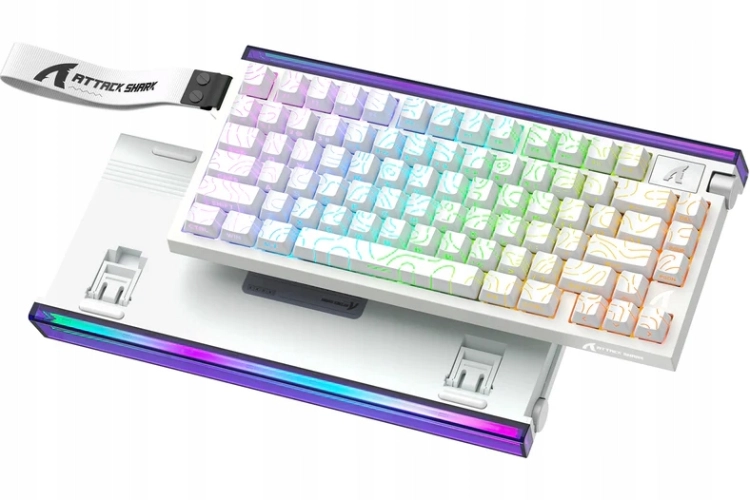 Czarna klawiatura magnetyczna Attack Shark R85 HE z podświetleniem RGB i panelem Lightbox.