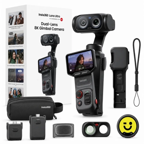 kamera sportowa Insta360 Luna Ultra Creator Bundle – kamera gimbalowa 8K z obiektywami Leica, sensorem 1, zoomem 12× i odłączanym ekranem OLED 2.webp
