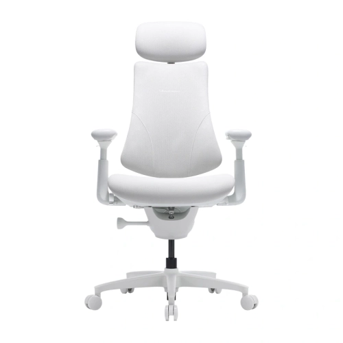 Białe krzesło ergonomiczne LiberNovo Omni GEN 48 cm, widok produktu od tyłu