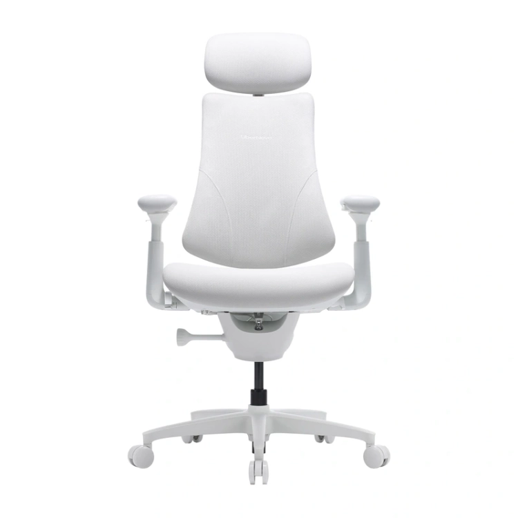Białe krzesło ergonomiczne LiberNovo Omni GEN 48 cm, widok produktu od tyłu