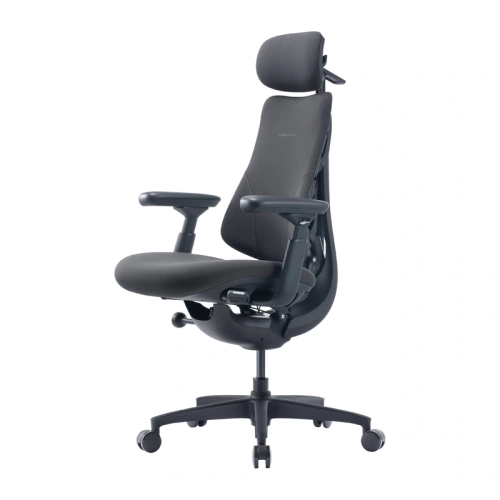 Grafitowe krzesło ergonomiczne LiberNovo Omni GEN 48 cm, widok boczny z podłokietnikami