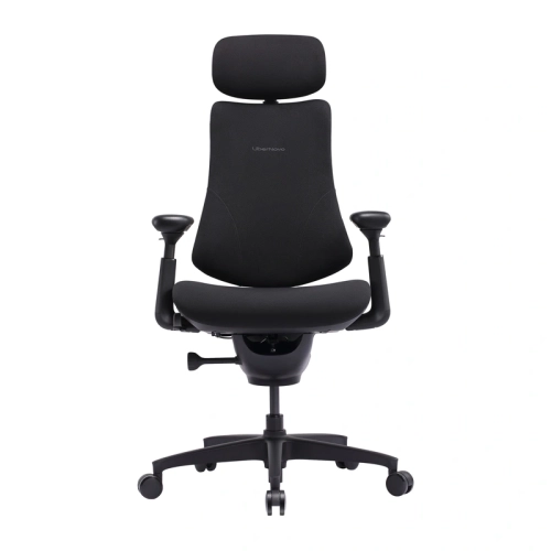 Czarne krzesło ergonomiczne LiberNovo Omni SE 48 cm, widok produktu od tyłu