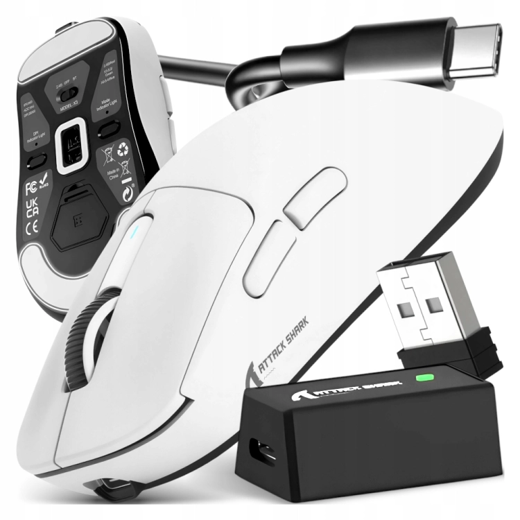 Prezentacja technologii bezprzewodowej 4K oraz przewodowej 8K w myszy Attack Shark X3 PRO.