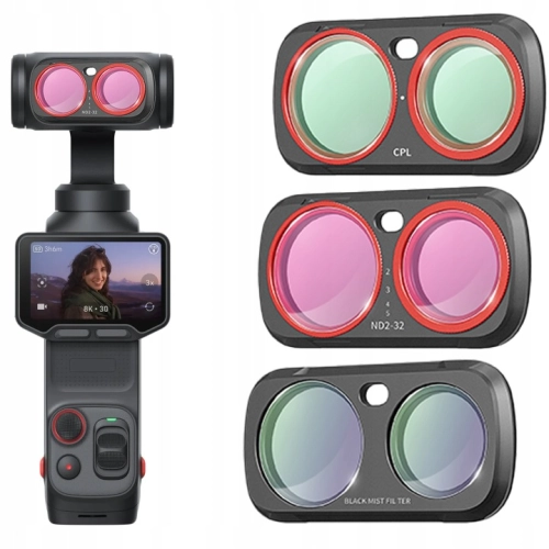 Zestaw filtrów STARTRC do Insta360 Luna Ultra CPL Black Mist i VND ND2–ND32 zamontowanych na kamerze